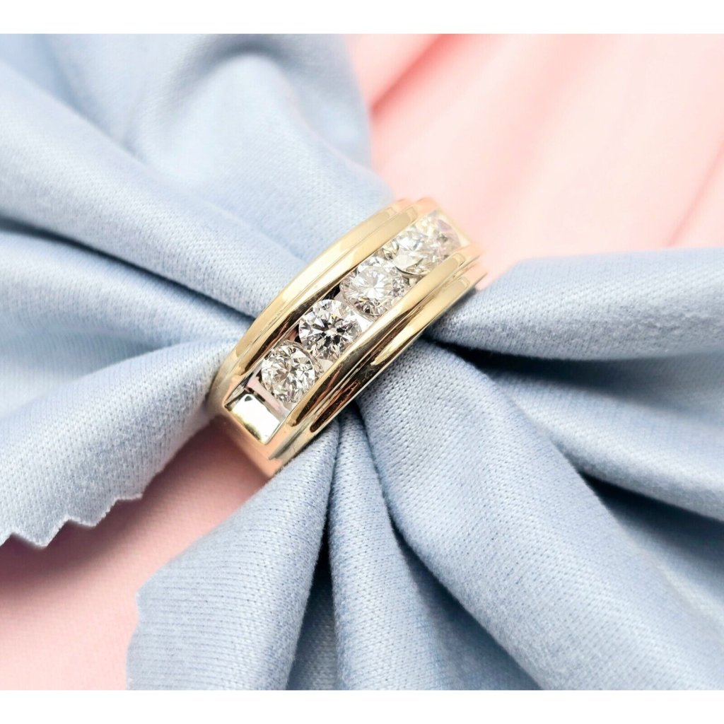 Unique 10k Karat Solid Yellow Gold Designer Lab GrownCvd Mens Ring Size 105
